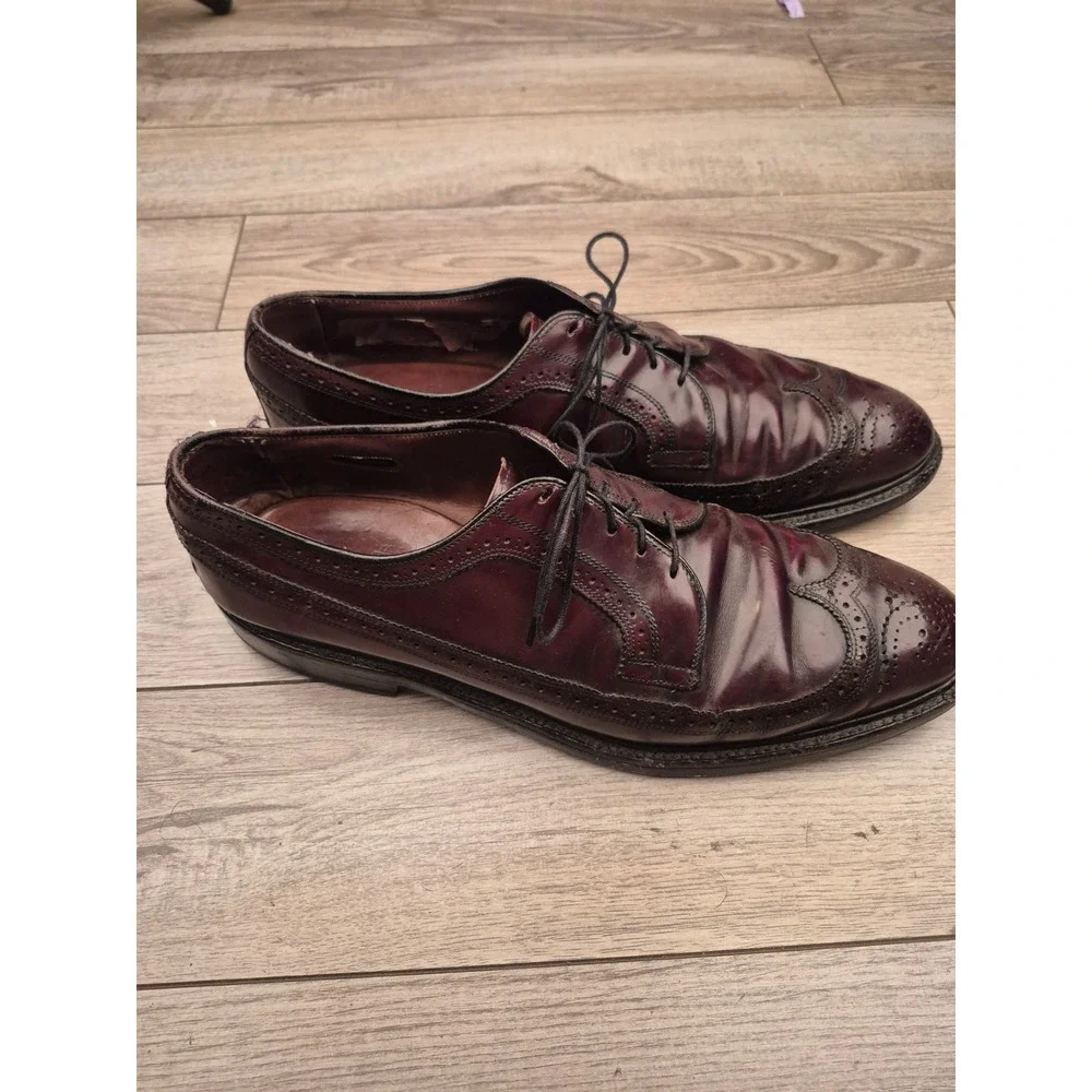Allen Edmonds MacNeil Burgundy Leather Longwing Brogue Blucher‎ Dress Shoes 13 A